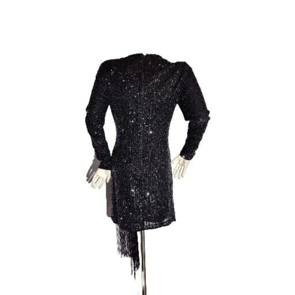 Bell Badgley Mischka Dress Women's Size 2 Sequin Sheath Dress Long sleeve (47) - Picture 3 of 11